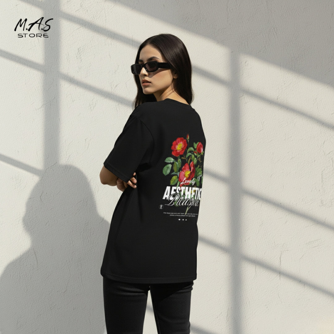 M.A.S Lovely Aesthetic Pleasure Roses, Dropshoulder Fit, Romantic Statement Tee, Dreamy Vibe.