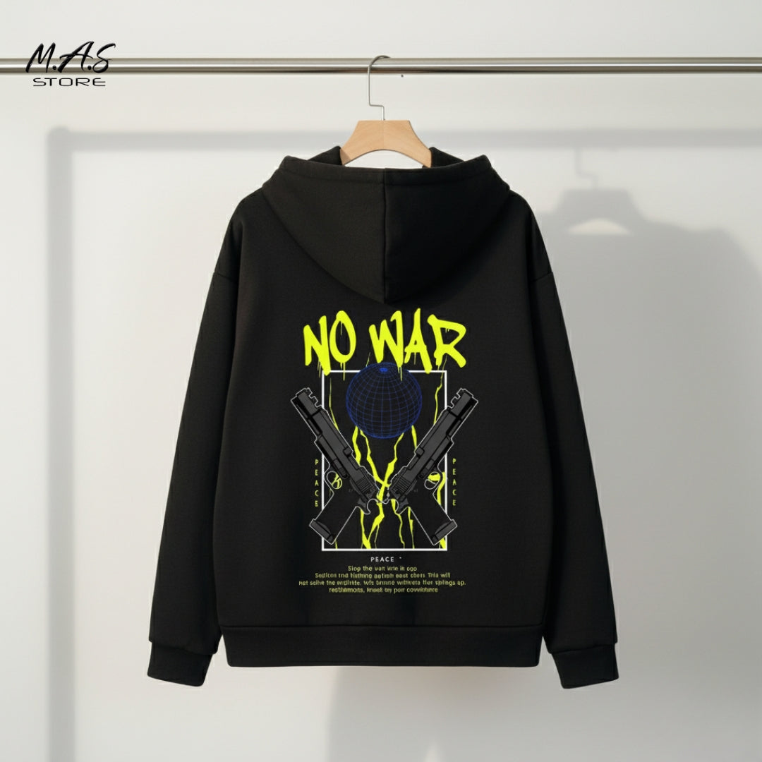 M.A.S NO WAR Street Graffiti Black Hoodie – Peace Advocate Edition