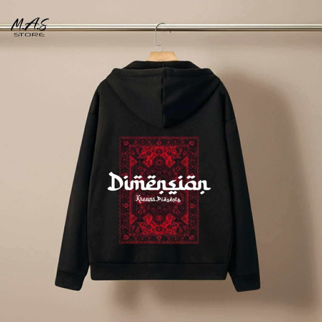 M.A.S Dimension Red Kilim Black Hoodie – Premium Streetwear Edition