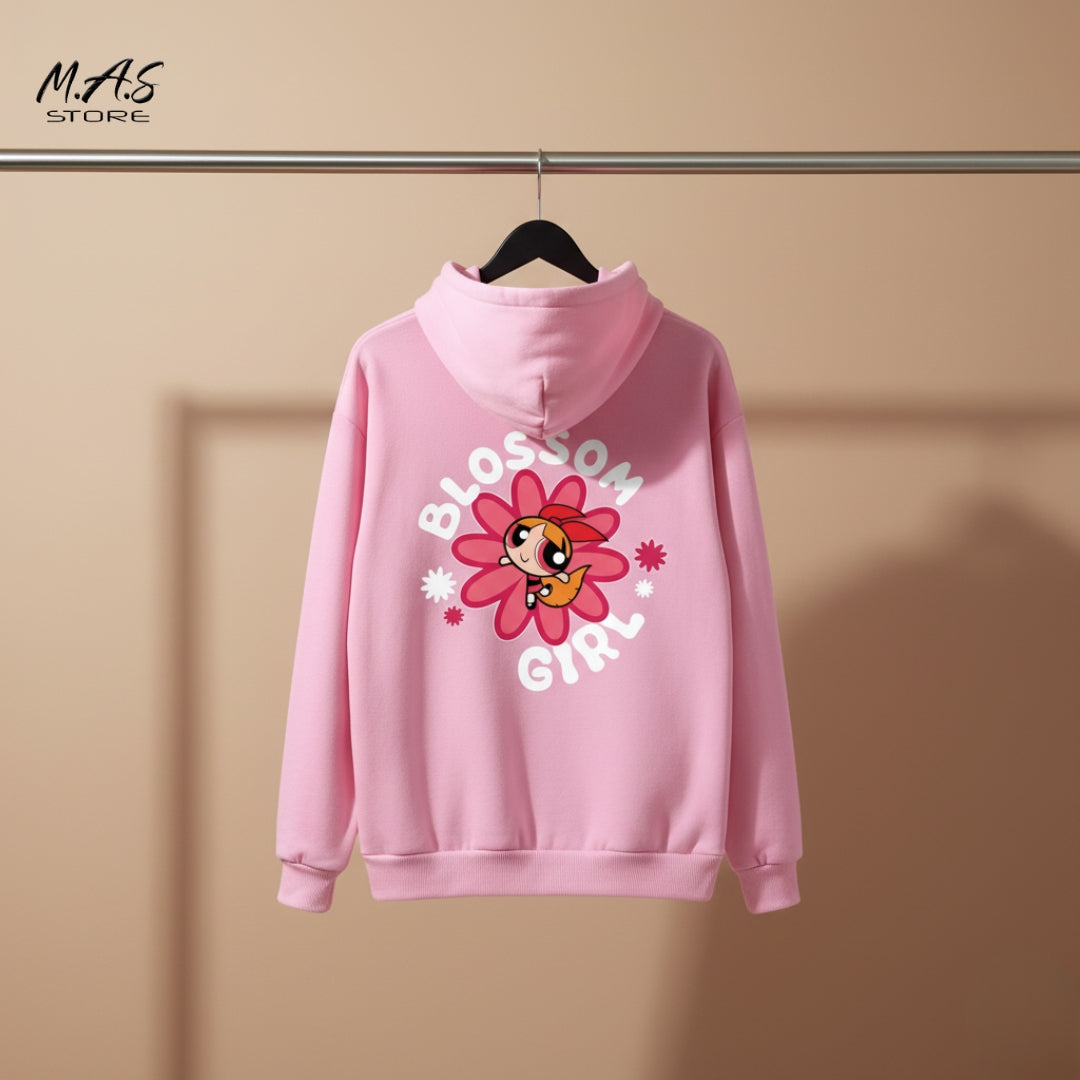 M.A.S Blossom Girl Hoodie Powerpuff Flower Graphic Oversized Fleece Pullover Cartoon Vibe