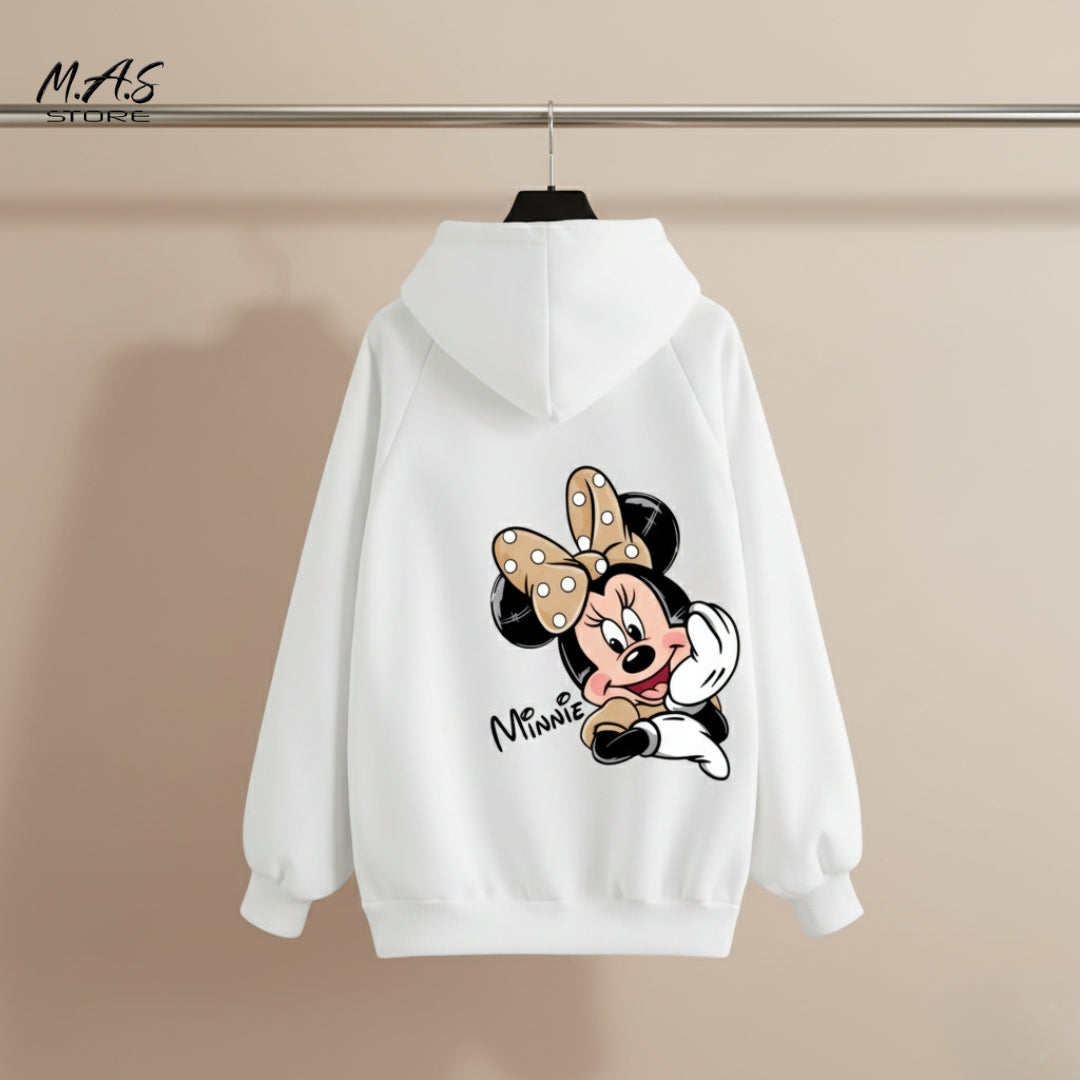 M.A.S Classic Minnie Mouse Hoodie Oversized Pullover, Polka Dot Bow Graphic, Disney Vibe.