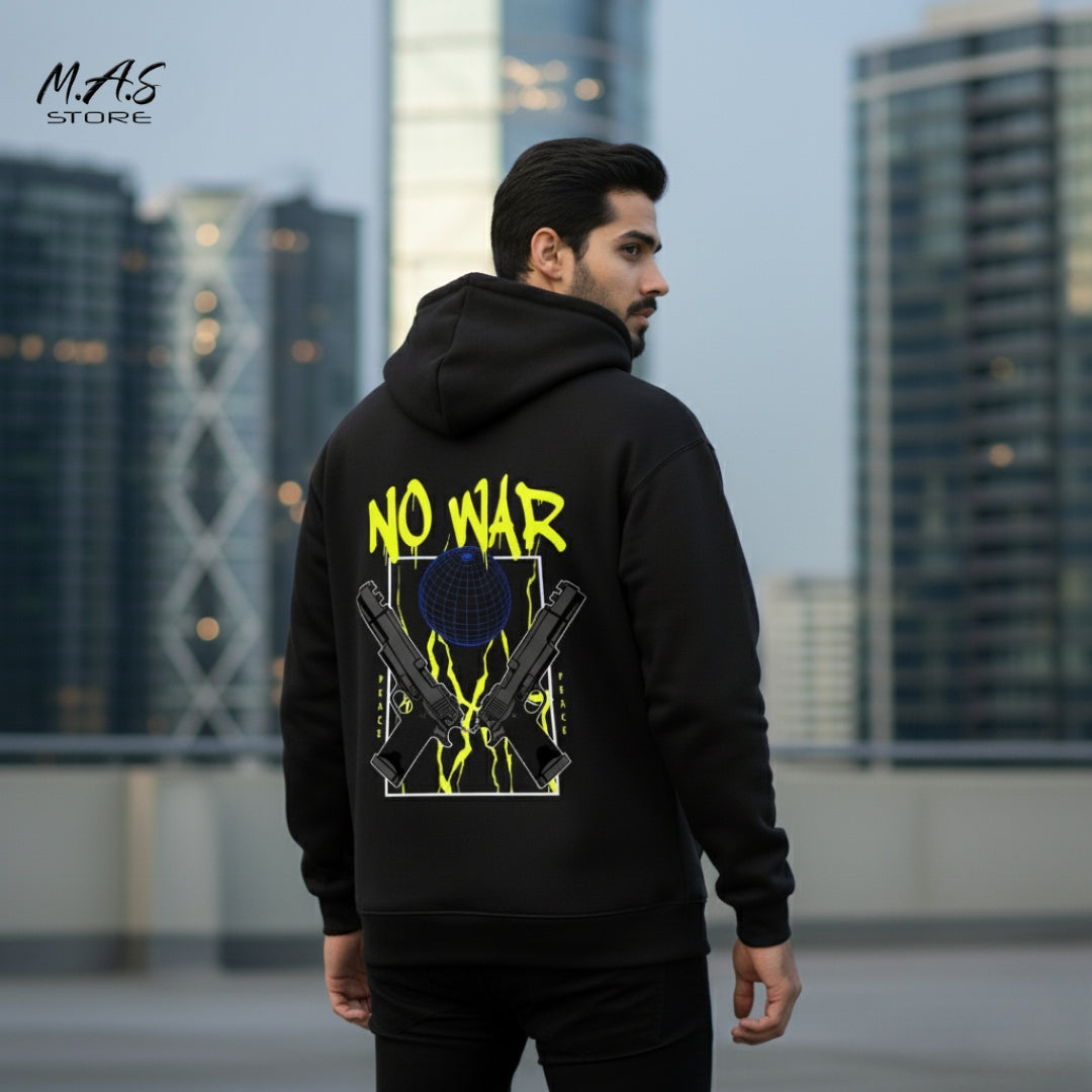 M.A.S NO WAR Street Graffiti Black Hoodie – Peace Advocate Edition