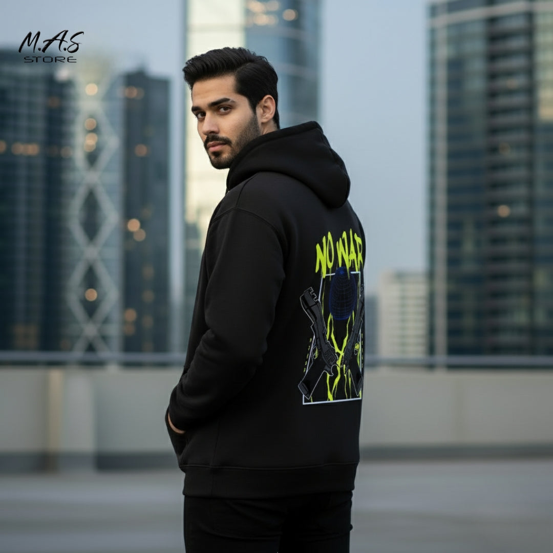 M.A.S NO WAR Street Graffiti Black Hoodie – Peace Advocate Edition