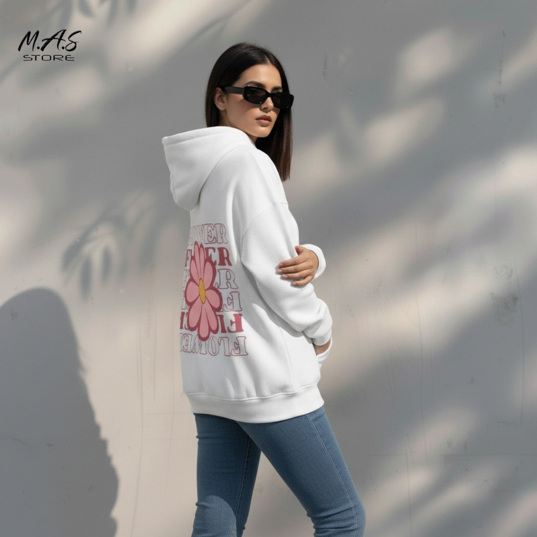 M.A.S. Retro Pop Daisy Hoodie Fun, nostalgic graphic focal point