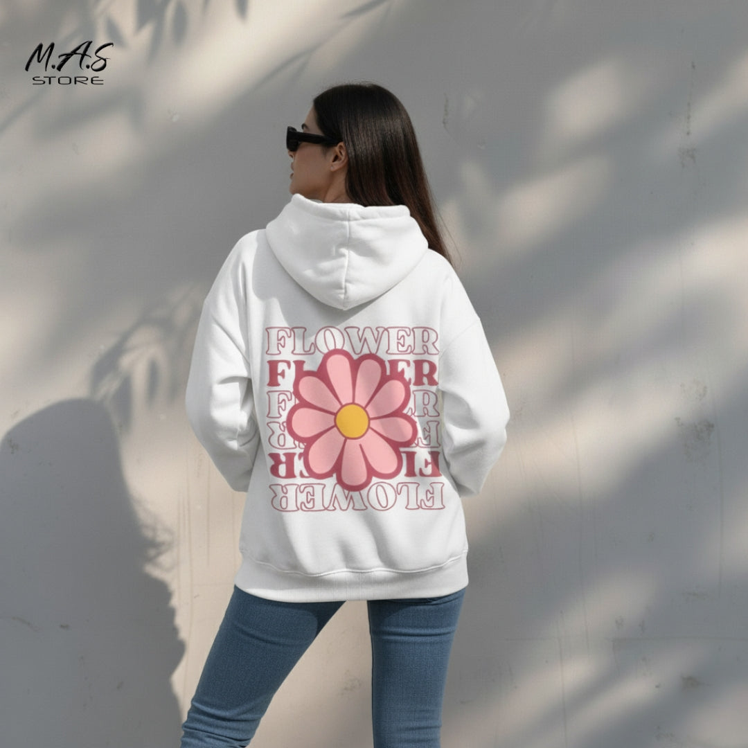 M.A.S. Retro Pop Daisy Hoodie Fun, nostalgic graphic focal point